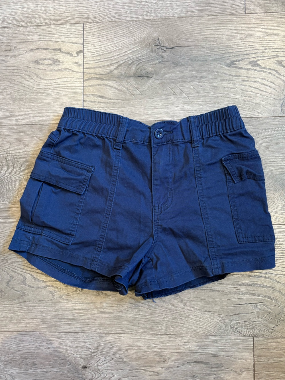 High Waist Navy Cargo Shorts Cinch Waist